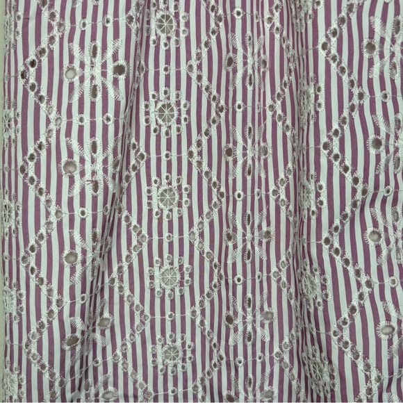 Avara Eyelet Ruffle Sleeve Purple Stripe Dress NWT - Picture 3 of 10